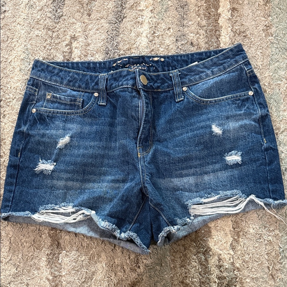Seven7 Women's Blue Distressed Jean Shorts